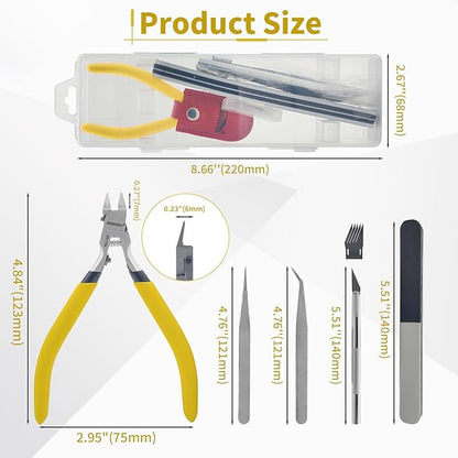 BOOSDEN Model Nippers 9pcs Set, Single Blade Nipper Model Tool Kit, Hobby Clippers for Gundam Gunpla, Thin & Sharp Model Snips, Sprue Cutters for Plastic Models Repairing Building and Fixing