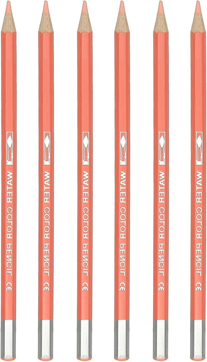 PATIKIL Watercolor Pencil, 6Pcs Water Soluble Pencils for Blending, Coloring, Sketch Drawing, Painting, Light Orange Red
