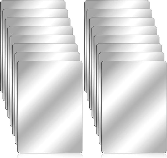Marsui 16 Pieces Shatter Proof Plastic Mirror Craft 4 x 6 Inch Small Mirror Tiles Bulk with Soft Round Corners Double Sided Protective Film Reflector Sheets Art Craft Supply for Bathroom Home Decor