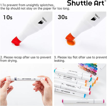 Shuttle Art 51 Colors Alcohol Markers, 50 Colors Dual Tip Art Marker Set Plus 1 Colorless Blender with Marker Case Perfect for Illustration Students Adult Coloring Sketching
