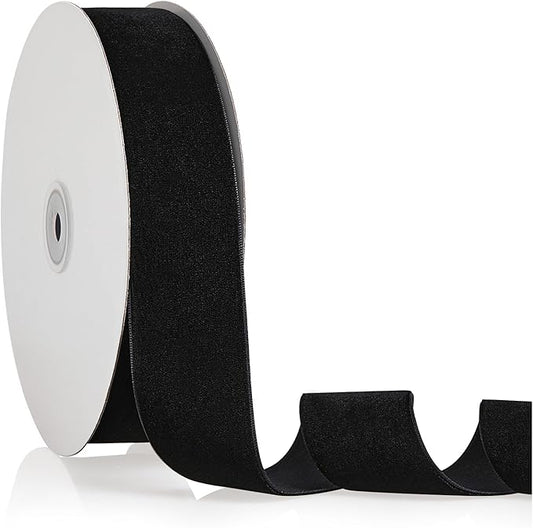 1.5" X 20 Yards Black Velvet Ribbon for Christmas Tree Wreath Decoration Handmade Crafts Ornaments Gift Wrapping & Bow Making