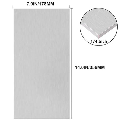 6061 T651 Aluminum Sheet Metal 7 x 14 x 1/4 Inch Flat Plain Aluminum Plate Covered with Protective Film, Heat Treatable Rectangle 6MM Aluminum Metal Plate for Industrial, Crafting