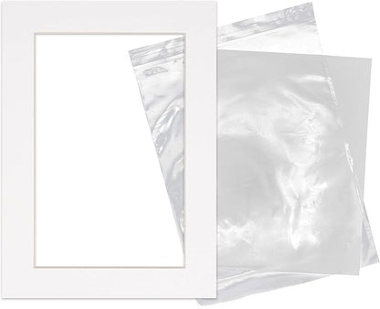 5x7 Mat for 8.5x11 Frame - Precut Mat Board Acid-Free Show Kit with Backing Board, and Clear Bags White 5x7 Photo Matte Made to Fit a 8.5x11 Picture Frame Matboard for Framing, Pack of 1 Mat