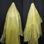 Two-Tone Iridescent Holographic Organza Fabric - 5.5 Yards by The Yard | Lightweight Sheer Tulle | for Wedding Dresses, Party Decor, DIY Crafts, Shiny Backdrops(Shimmery ICY Yellow)