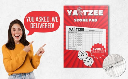 Score Pads for Yahtzee with Tear Off Pages: 6X9, 100 Sturdy Score Sheets, Large Print, Lay-Flat Design, Compatible with Yardzee & Yahtzee Games