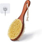 Short-Handle Dual-Sided Bath Massage Brush, Soft Boar & Firm Sisal Bristles, Portable (Red Oak)
