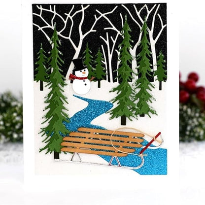 Mvchifay Cutting Dies Happy Birthday Metal Stencils Scrapbooking Tool DIY Emboss Paper Card Making (Narrow Pine Trees-11.7x11.8cm)