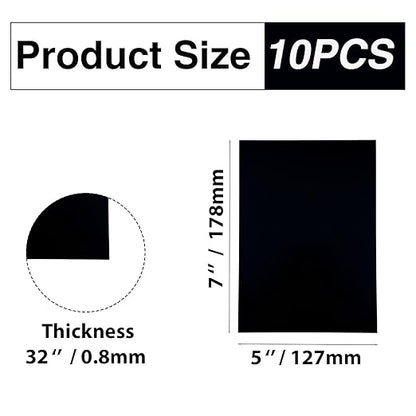 10Pcs Black Anodized Aluminum Sheet 5" x 7" x 1/32" (0.8mm) Corrosion-Resistant Metal Plates for Laser Engraving, DIY Crafting, Sign Making, Home Decor