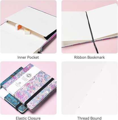 Lightwish Square Watercolor Journal,100% Cotton,300gsm/140lb,Acid-Free,24 Sheets Cold Press Watecolor Sketchbook for Artists Adults Students,6.29 * 6.29 Inches(Purple Sunset)