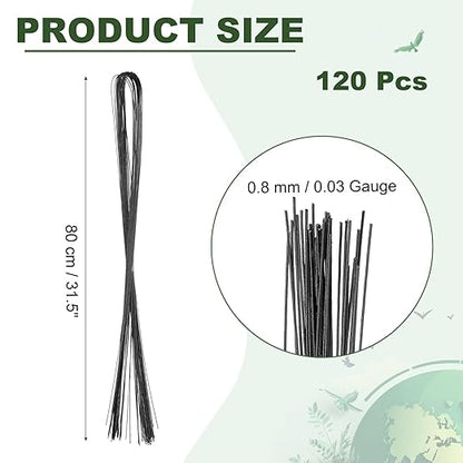 PATIKIL 32 Inch 22 Gauge Floral Stem Wire, 3 Pack/120 Pieces Bouquet Stem Paper Wrapped for DIY Crafts Flower Arrangements, Black