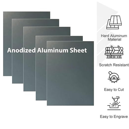 10Pcs Gray Anodized Aluminum Sheet 5" x 7" x 1/32" (0.8mm) Corrosion-Resistant Metal Plates for Laser Engraving, DIY Crafting, Sign Making, Home Decor