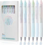 Solati Erasable Pens, 6 Pack Fine Point 0.5mm Black Erasable Gel Pens with 360°Rotating Erasers, Make Mistakes Disappear, Comfort Grip for Drawing, Writing, Planning, and Crossword Puzzles (Blue Ink)