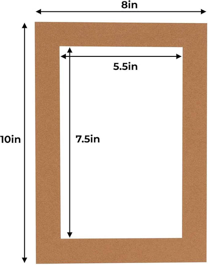 8x10 Mat for 6x8 Photo - Precut Aged Oak Brown Picture Matboard for Frames Measuring 8 x 10 Inches - Bevel Cut Matte to Display Art Measuring 6 x 8 Inches - Acid Free ONE MAT
