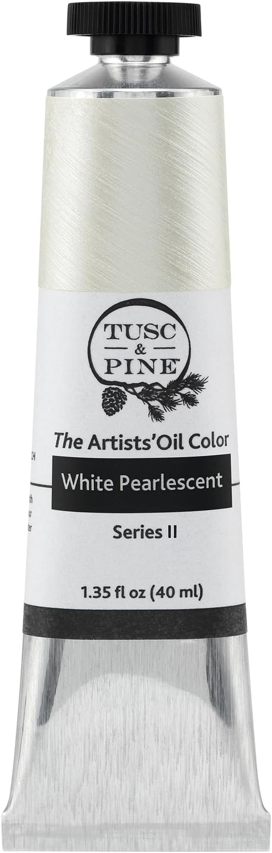 Tusc & Pine Artist Oil Paint - White Pearlescent, 40 ml, Non-Yellowing, Rich & Creamy Consistency, Maximum Pigment Load, Small Batch Milled Oil Paints Made in the USA for Professional Artists