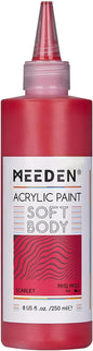 MEEDEN Soft Body Acrylic Paint: Scarlet Red Matte Finish - 250ml/8.45oz Bulk Acrylic Colors in Ergonomic Bottle - Fluid Flow Art Paints for Artists Canvas Painting