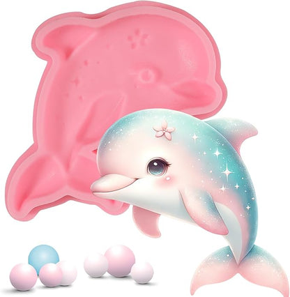 1 Pcs Dolphin Chocolate Silicone Mold, Cute Marine Animal Cake Decoration Fondant Mold, Suitable for Baking Biscuits, Candies, Dough Jelly, Resin Crafts, Clay Plaster Modeling