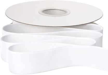 Ribbli Polyester White Velvet Ribbon,1 Inches Continuous10-Yard Spool,Christmas Ribbon for Gift Wrapping,Floral Bouquets, Home Decor