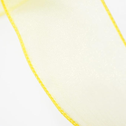 CT CRAFT LLC Sheer Organza Wired Ribbon 2.5" x 50Yards Yellow for Wedding Chair Bow Flora Bouquet Gift Wrapping Christmas Tree Home Decor Wreath