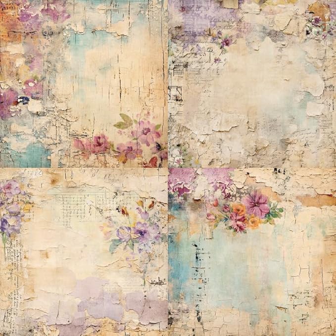 Vintage Floral Scrapbook Paper Pad Flower Patterned Paper 6×6,24 Sheets Single-Sided Scrapbooking CardStock Papers Pad for Holiday Cardmaking DIY Origami Journaling.