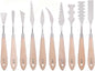 Paint Knife Set - 10pcs Stainless Steel Spatula Palette Knife Painting Tools Metal Knives Wood Handle with Different Shapes and Sizes for Oil Painting, Acrylic Mixing