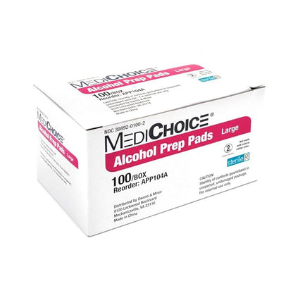 MediChoice Alcohol Prep Pads, 2-Ply Sterile, 7% Isopropyl Alcohol, Large, 1.75x3.5 Inch, 1314APP104A (Case of 1000)