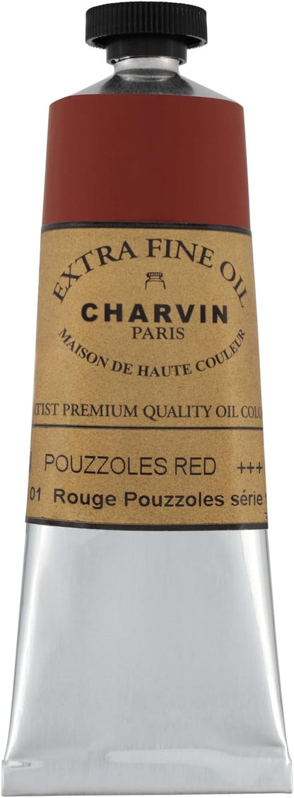 Charvin Extra Fine Oil Paint, Pouzzoles Red 60 mL - Triple-Milled, Rich Texture, Poppy Oil-Based, Light-Fast, Handmade, Archival Quality