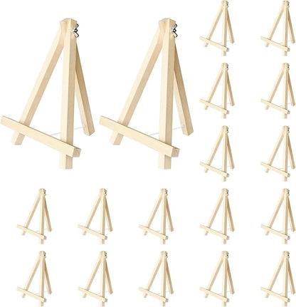 Kinlink 9 Inch Tall Wood Easels for Display Set of 18, Display Easel Tabletop, Painting Easel Stand for Artist Students