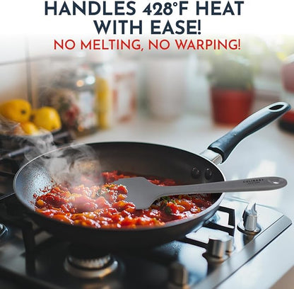 Culinary Couture 4-Piece Grey Baking Spatula Set - Rubber Spatulas Silicone Heat Resistant, BPA-Free - Spatula Set for Nonstick Cookware - Silicone Baking Utensils