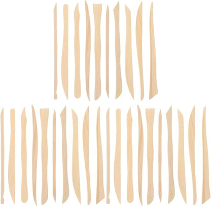 VILLCASE 30pcs Wooden Clay Carving Modeling Tools Kit, Double-Ended Clay Sculpture Tools, Polymer Pottery Dough Modeling Ceramic Tools for Cutting Shaping