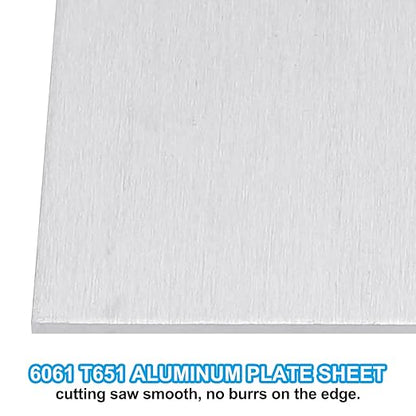 PATIKIL 6061 T651 Aluminum Sheet Metal 6 x 12 x 1/25.4(0.04") Inch 3Pcs Flat Plain Aluminum Plate Covered Stock with Protective Film, Heat Rectangle 1MM for Lndustry Crafting