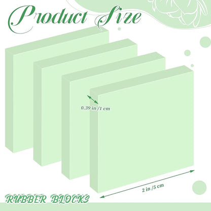 Frienda 24 Pcs 2" x 2" Rubber Carving Blocks Linoleum Blocks for Printmaking, Stamp Making, DIY Crafting, Scrapbook, Painting, Soft and Easy to Carve (Mint Green)