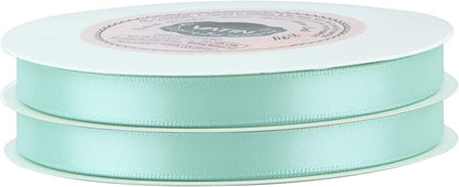 VATIN Double Face Aqua Satin Ribbon 3/8" Continuous 50 Yards,Blue Polyester Fabric Ribbon use for Bows Bouquet, Gift Wrapping, Floral Arrangement Wedding Decoration
