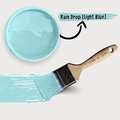 Chalky Chicks All-in-One Chalk Paint for Furniture or Cabinet - 8 Fl Oz - Matte Finish Rain Drop (Light Blue) for Metal, Wood Furniture Paint - No Sanding All-in-One for Home Decor & Crafts, USA Made