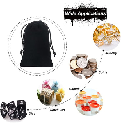 Shintop 20pcs velvet bags with drawstrings, 4x6inch Gift Bags Black Velvet Jewelry Pouches for Dice Wedding Party Favor