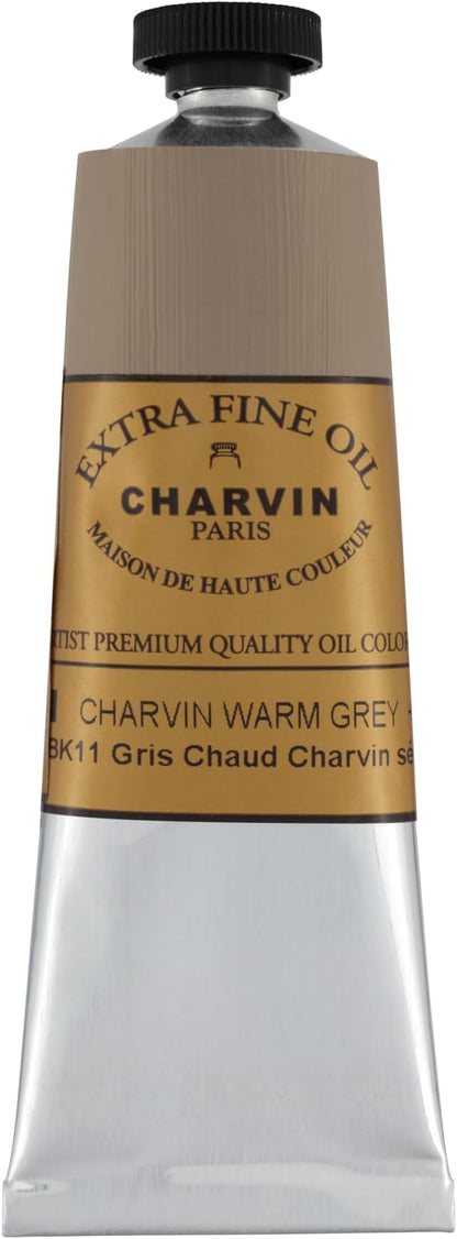 Charvin Extra Fine Oil Paint, Charvin Warm Grey 60 ml - Triple-Milled, Rich Texture, Poppy Oil-Based, Light-Fast, Handmade, Archival Quality