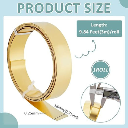 BENECREAT 9.84 Feet 30Gauge Brass Flat Bezel Wire, 18mm Wide Flat Jewelry Craft Wire for DIY Jewelry Craft Making Gem Wrapping