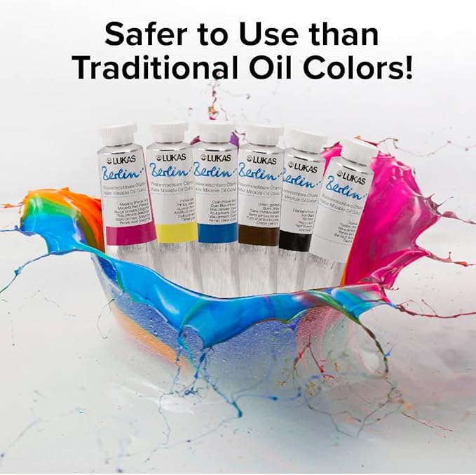 Lukas Water Mixable Oil Paint - Eco-Friendly, 37ml Grey, Black, White Set of 5, Solvent-Free Artist Oil Paint with Lightfast Pigments and Beeswax for Smooth Consistency, Water Soluble, Quick-Drying