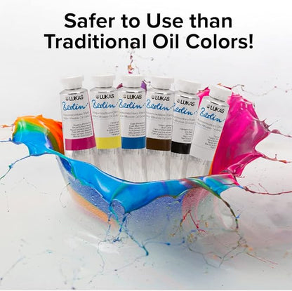 Lukas Water Mixable Oil Paint - Eco-Friendly, 37ml Blues Set of 6, Solvent-Free Artist Oil Paint with Lightfast Pigments and Beeswax for Smooth Consistency, Water Soluble, Quick-Drying