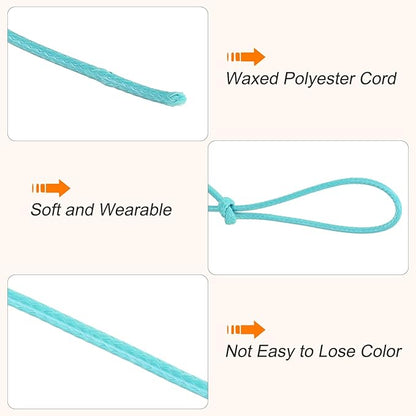 MECCANIXITY Waxed Cord 2.5mm Waxed Polyester Cord 87 Yard Wax String for Bracelet Making, Necklaces, Beading, Jewelry Making and DIY Crafts(Lake Blue)