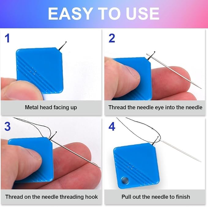 Automatic Needle Threaders for Hand Sewing, 2025 Upgrade Embroidery Floss, Sewing Machine Needle Threader, Sewing Supplies Tool, Fits All Needle Sizes (1, Blue)