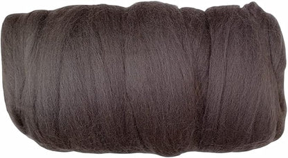 Colored Natural Wool roving, 1 lb. Best Wool for Needle Felting, Wet Felting, handcrafts and Spinning. (Graphite, 1 lb)