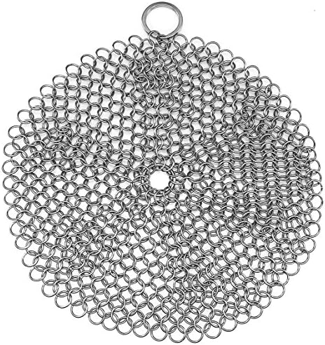 TOPULORS 316L Stainless Steel Cast Iron Scrubber Chaimmail Link 7 in Round by TOPULORS