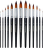 Transon 13pcs Round Paint Brush Set Synthetic Bristle Complete Round Brush Set for Watercolor Acrylic Gouache Ink Tempera