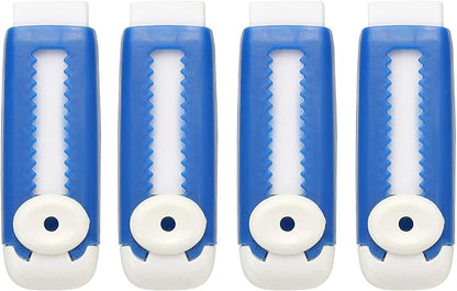 PATIKIL 4 Pack Erasers, Sliding Retractable Eraser Push Pull Cute Pencil Erasers Soft Large Easy to Clean with Plastic Sleeve for Sketching Drawing Artists Teacher Pencils, Blue White