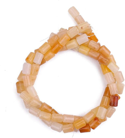 Natural Yellow Jade Cylinder Stone Loose Semi Gemstone Beads for Jewelry Making 10mmx14mm 38cm