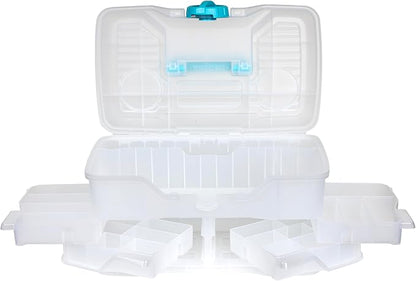 ArtBin Clear Plastic Organizer Small Parts Organizer - for DIY Arts & Crafts Storage Boxes & Organizers, Sewing Storage - Storage Box with Compartments, Project Box - Medium (4 Pivot Trays) 6943PB