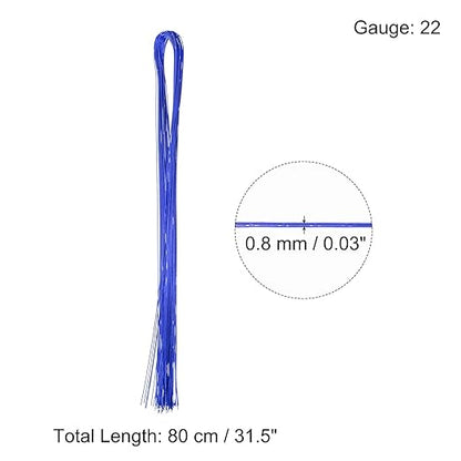 PATIKIL 32 Inch 22 Gauge Floral Stem Wire, 3 Pack/120 Pieces Bouquet Stem Paper Wrapped for DIY Crafts Flower Arrangements, Blue