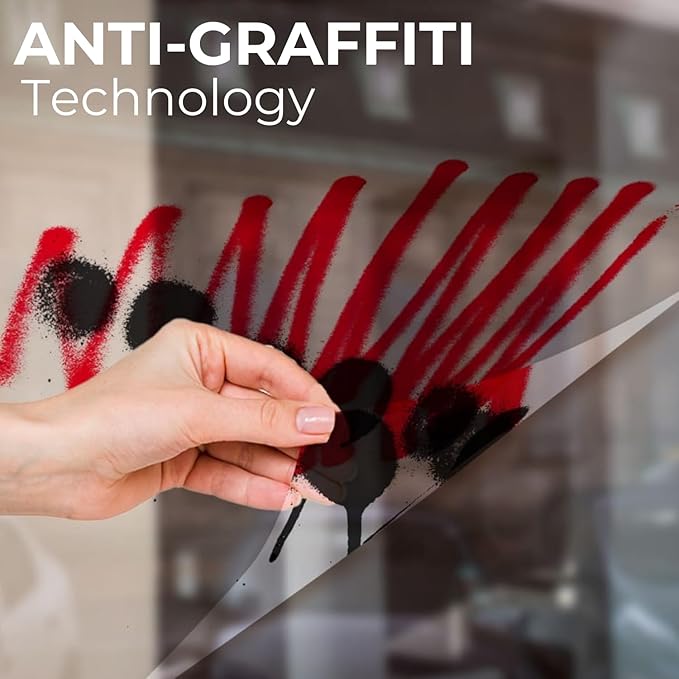 UV 99% Security and Safety 4 Mil Clear Window Film Shatterproof Anti Shatter Tempered Glass Film for Home and Office Windows (Clear, 24 in x 100 FT)