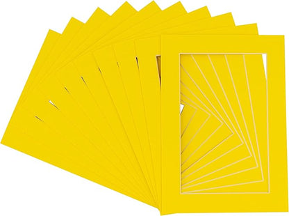 5x7 Mat for 8.5x11 Frame - Precut Mat Board Acid-Free Yellow 5x7 Photo Matte Made to Fit a 8.5x11 Picture Frame, Premium Matboard for Family Photos, Show Kits, Art, Picture Framing, Pack of 25 Mats