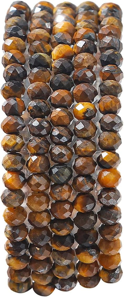 Natural Yellow Tiger Eye Beads 4x2mm 120pcs Faceted Rondelle Loose Semi Gemstone Beads for Jewelry Making Design